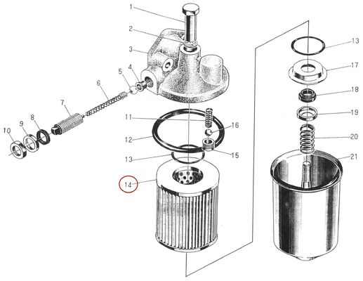Phụ tùng động cơ Diesel 495AG - Lõi lọc dầu - J0810