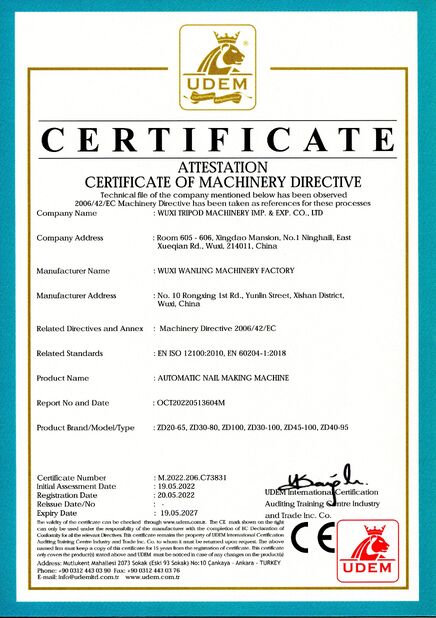 Trung Quốc Wuxi Tripod Machinery Imp. & Exp. Co., Ltd. Chứng chỉ