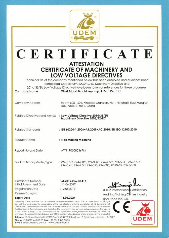 Wuxi Tripod Machinery Imp. & Exp. Co., Ltd. Kiểm soát chất lượng